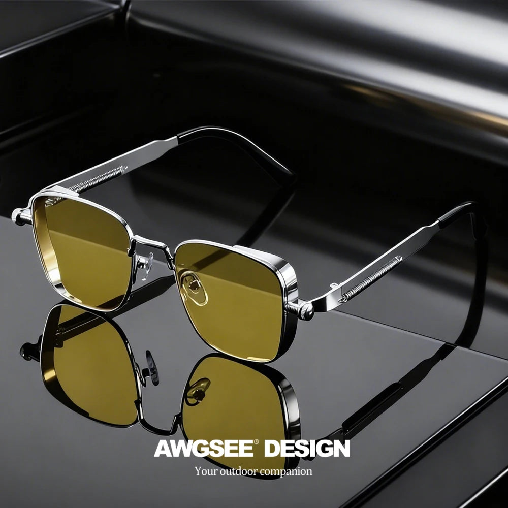 Vintage Square Metal Sunglasses Classic Style